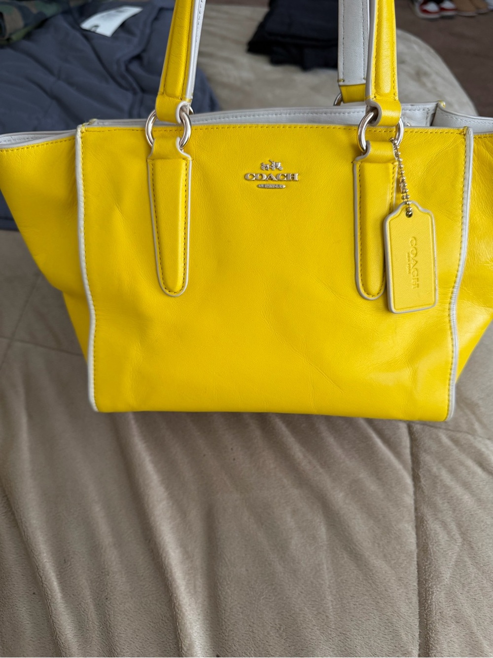 Coach Yellow Leather Tote with White Trim